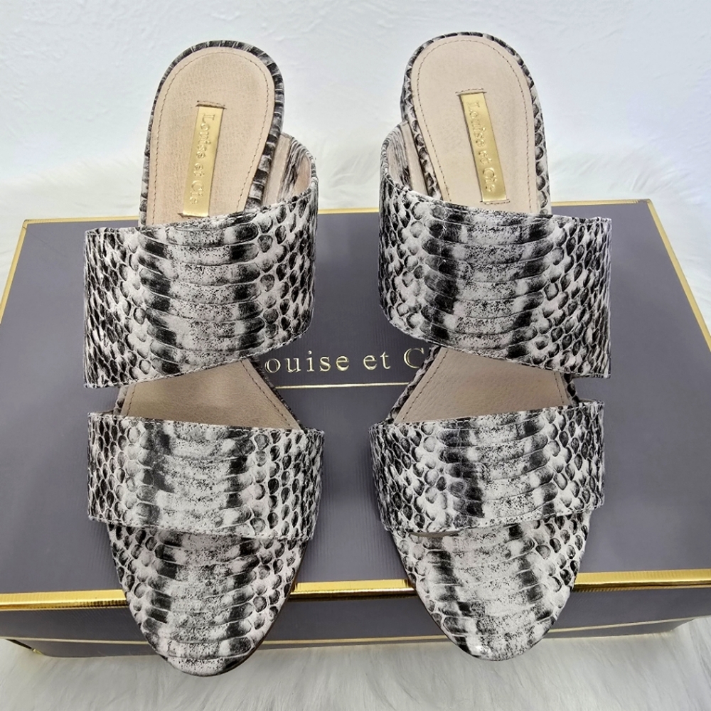 Louise et Cie Kapa Snakeskin Print Mules.